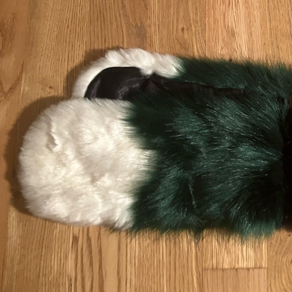 Accessories - Faux Fur Scarf in Black, Green, and White